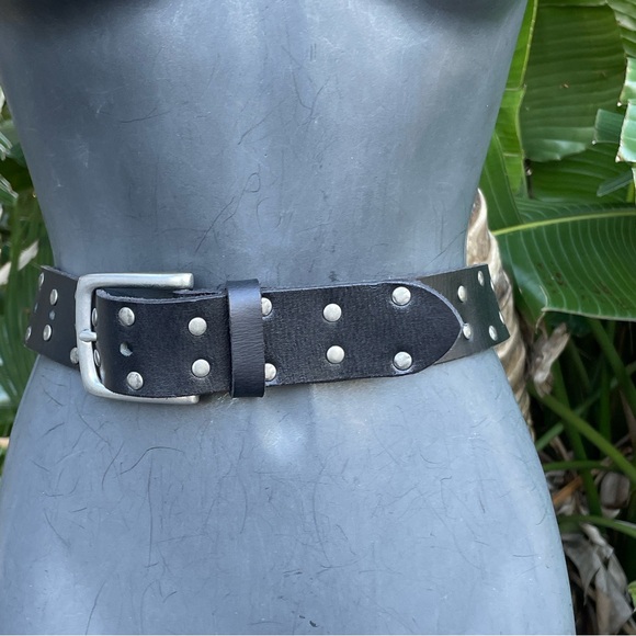 Lucky brand, silver double Gromit, black leather belt main image 5